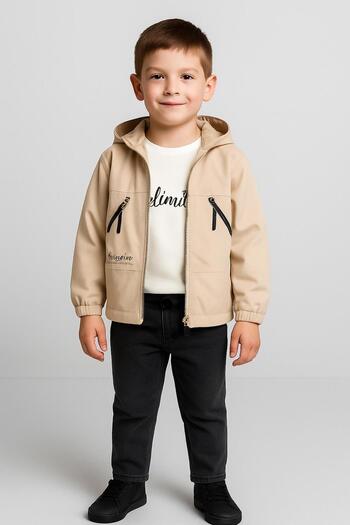 RAPAPA Boys' 3-Piece Hooded Coat Denim Pants and Printed T-Shirt Set 3511K