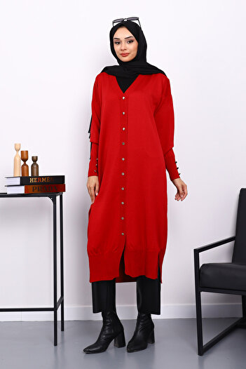 İmajButik Red Cold Thread Knitwear Cardigan