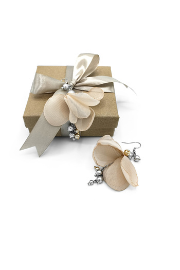 Corizmi Long veil earrings with silver and gold pearls, stainless steel, handmade, Fairy