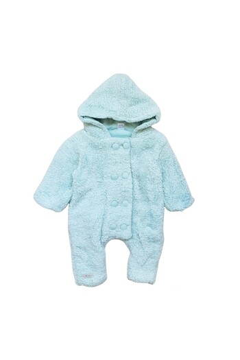 Melisa Salopeta polar cu gluga si interior din bumbac, nasturi dubli, varsta 6-9 luni, 74 cm, Albastru