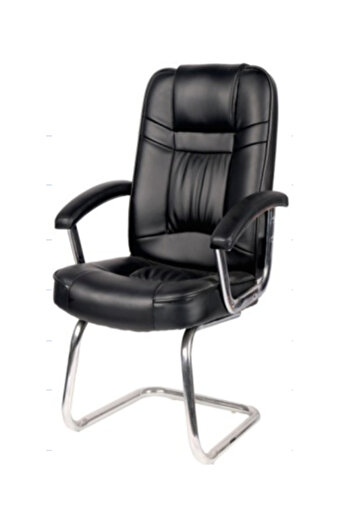 Traffic Chairs Fixed waiting chair for visitors, black leather