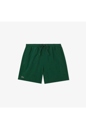Lacoste Men's Regular Fit Patterned Green Swimsuit