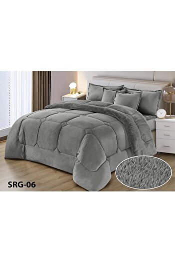 Moon 4-piece winter comforter set, soft velvet center filling with plain fur, double-sided, luxurious velvet material, quilt size 210*170