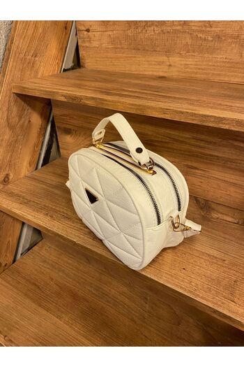 KIRASE White Color Klass Model Useful Multi-Compartment Lined Adjustable Strap Crossbody Hand and Shoulder Bag