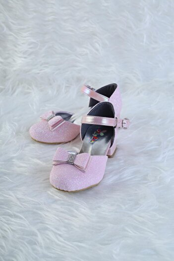 Moda Lime High Heels Girls' Shoes Wedding Shoes Girls' Evening Dress Shoes Butterfly Bow Detailed Evening Dress