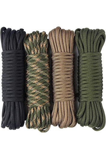 Generic 4pcs 19ft/6 meters Paracord Rope 7 Inner Strands Nylon Rope 550lb Breaking Strength for Outdoor Surv