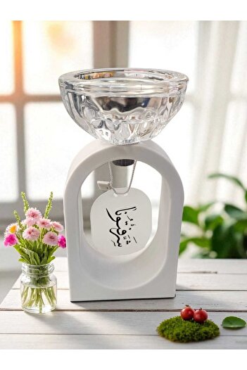 general brand Incense Burner and Candle Holder 2-in-1 with Greeting Phrases White/Transparent