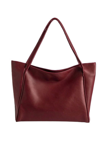 Tutkum Women's Shoulder Bag Burgundy Color Leather Look Large Volume Daily Bag