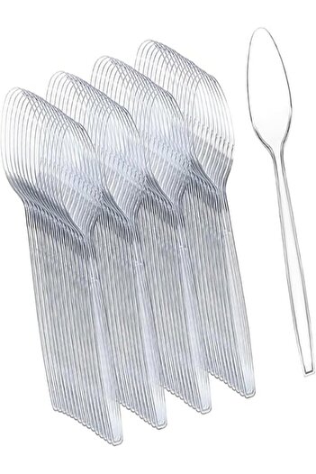 undefined Disposable clear plastic spoons