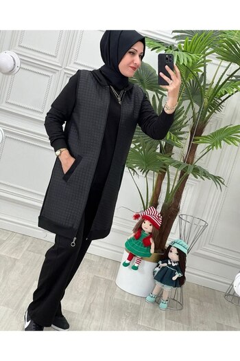 asyadabutik Women's Quilted Vest 3-Piece Set