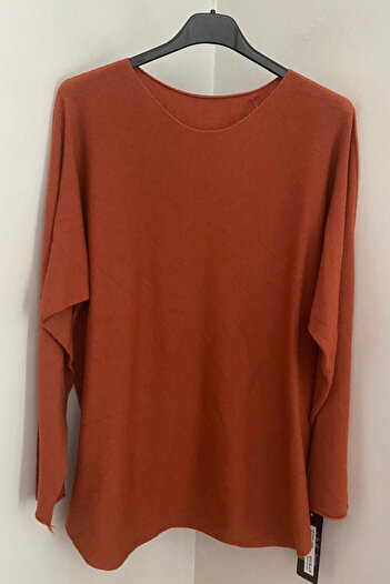 AYASOFYA OTANTIK Women's Tile Plain Pattern Crew Neck Long Sleeve Knitwear Blouse Sweater