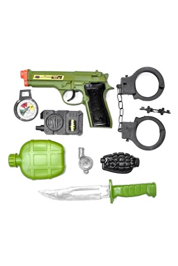 JUDA Police or Army Toy Set with Pistol, Handcuffs and Accessories for Kids (8 Pieces)
