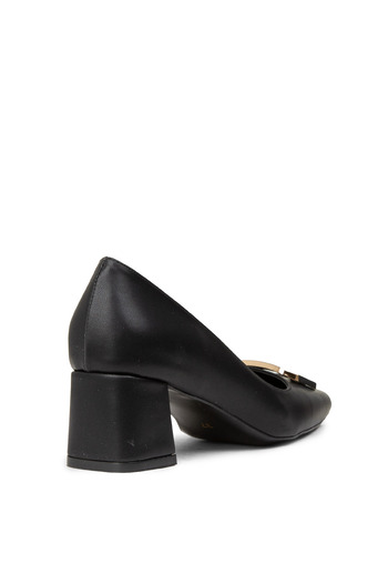 Deery Women's Black Buckle Detailed Heeled Shoes