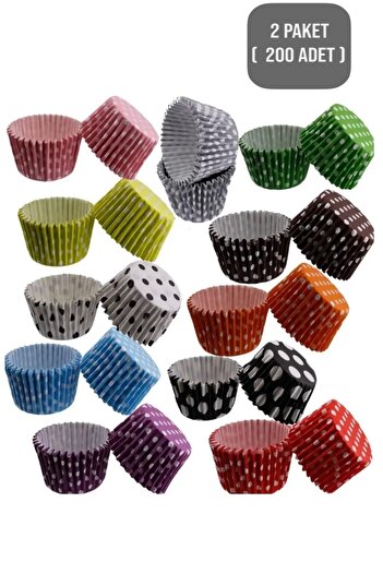 Bundeba 200 Muffin Paper Cake Molds Brownie Cupcake Patterned Paper Mold
