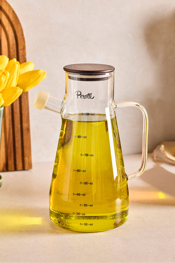 Perotti Gael Wood Acacia Lid Borosilicate Glass Oil-Vinegar Bottle 900 ml