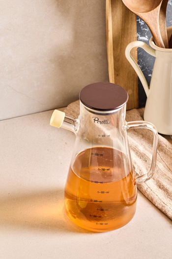 Perotti Gael Wood Acacia Lid Borosilicate Glass Oil-Vinegar Bottle 900 ml