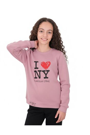melita 3 Thread Inside Embroidered Winter Girls' Crew Neck Sweatshirt New Season
