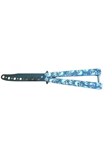 IdeallStore Butterfly Knife IdeallStore®, Happy Skulls, for Training, 22 cm