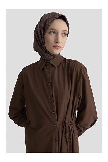 LC Waikiki Gömlek Elbise 25Kd1003 Kakao