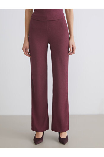 LC Waikiki Create Your Style from Uzg Store |   Textured Wide Leg Women's Trousers with Elastic Waist