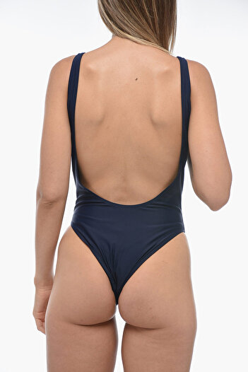SPORTY RICH SPORTY & RICH Solid Color Carla One-Piece Swimsuit With Contrasting Logo