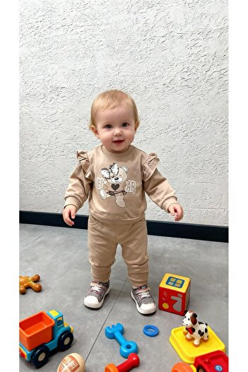 Gocoland Baby Girl Tracksuit/Pajama Set Mini Teddy Bear Printed