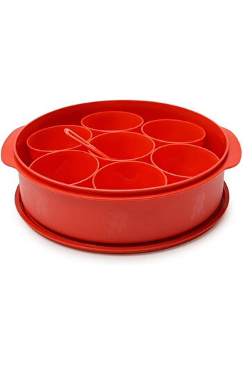 Generic oliveware Stylo Spice box with spoon, BPA free, Ideal for Kitchen, 7 small Containers (150ml) - Red