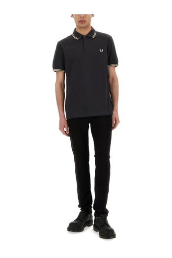 Fred Perry Cotton Pique Polo Shirt With Double Stripe