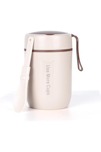 Generic TERRIFI 20 Oz Insulated Food Jar, Stainless Steel Container Thermos with Folding Spoon, Keeps Food H