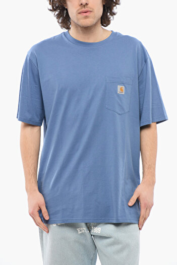 Carhartt Tricou din bumbac cu guler rotund și buzunar la piept