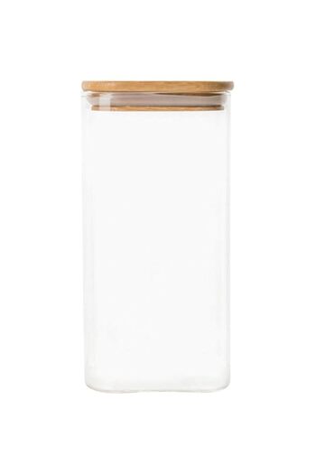 Generic Homesmiths Honey Bee 1i75 Liter Multipurpose Airtight Square Glass with Bamboo Lid For Kitchen & Pan