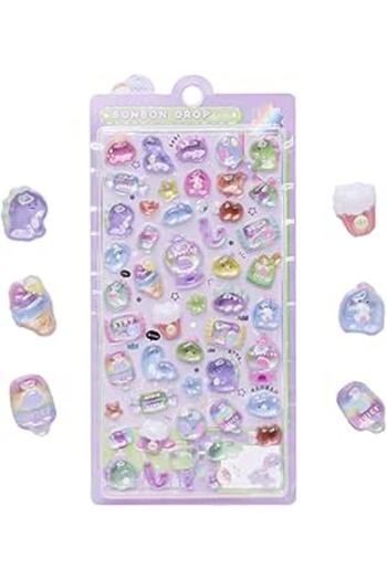 Generic 3D Cute Cartoon Desserts & Dinosaurs Puff Stickers - Kawaii Mini Puffy Reusable for Scrapbooks, Plan