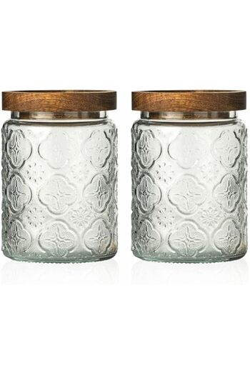 Generic i Vintage Glass Airtight Storage Jar, With Airtight Wood Lid, Kitchen Food Containers, for Candy, Co