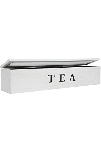 Generic HIT Wood 6 Seperations Tea/Coffee Storage Box with Velvet, 43 x 9 x 9 cm Size, White