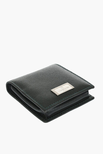 Corneliani Saffiano Leather Coin Purse With Silver-Tone Logo Plaque