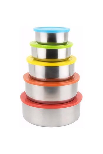 Generic ALANX Stainless Steel Snack Food Containers Set of 5pcs, Food Preservation Storage with Leakproof Si