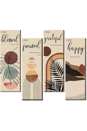 Generic Boho Wall Art Prints 11 x 4 x 1 Inch, Set of 4, Mid Century Positive Affirmations Wall Decor Inspira