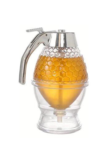 Generic Honey Dispenser No Drip, Plastic Syrup Dispenser with Stand for Pancakes, Honey Comb Shaped Honey Po
