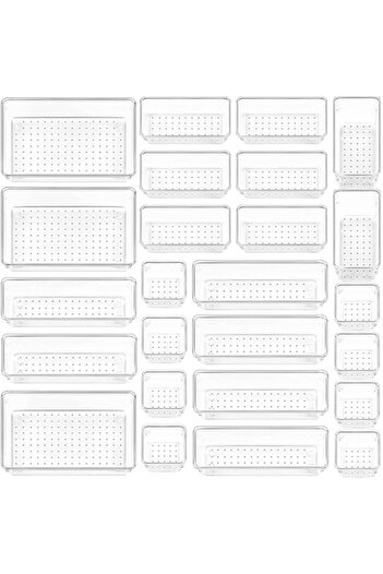 Generic Kutesna 25 PCS Clear Plastic Drawer Organiser, Clothes Drawer Organisers, Storage Organiser for Make