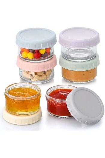 Generic KEPTFIT 6 Pcs Salad Dressing To Go Container， 2i7 oz Glass Small Condiment with Lids, Dipping Sauc