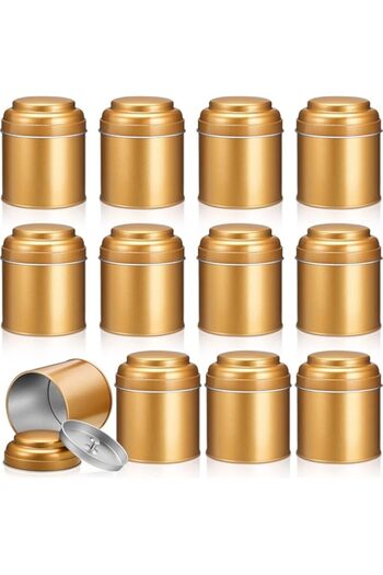 genric TERRIFI Tea Tin Canister, Mini Tea Storage Containers Round Tin Canister for Loose Tea, 8 oz Round T