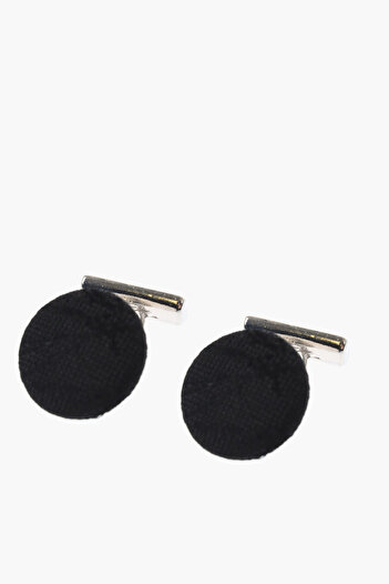 Corneliani Metal Cufflinks Lined With Embroidered Silk