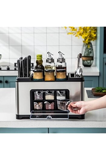 genric Jomo Store Spice Rack Organizer for Cupboard, Kitchen Utensil Holder Made of Stainless Steel with Kn