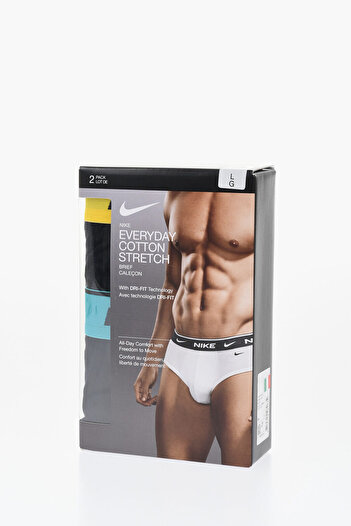 Nike Set Of 2 Stretch Cotton Briefs With Logoed Elastic Band