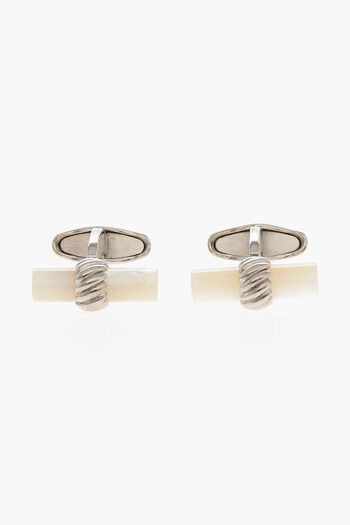 Corneliani Brass Cufflinks With Mother Of Pearl Detail