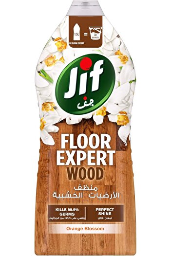 Jif Jif Expert Floor Cleaner, Wood, Orange Blossom, Kills 99.9% of Germs, Perfect Shine, 1.5L