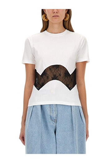 Nina Ricci Jersey T-Shirt With Lace Insert