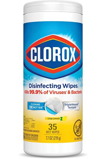 Clorox Disinfecting Wipes, 35 Wipes, Lemon Scent, Cleans 3x Better, Kills 99.9% of Viruses and Bacteria