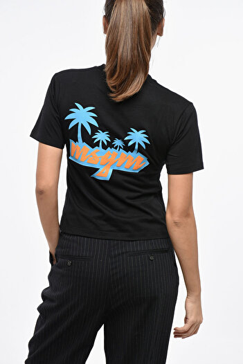 MSGM Cotton Crew-Neck T-Shirt With Side Print Logo