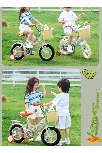 KidLe 16 Inch Foldable Kids Bike, Bicycle with Flashing Training wheels, Rear Seat and Basket